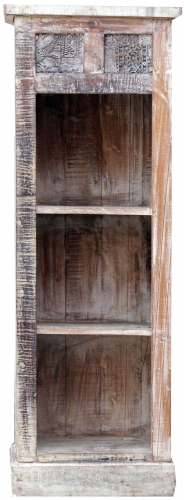 Schmales Regal aus Massivholz mit eingearbeiteten Schnitzereien - Modell 50 - 127x45x38 cm 