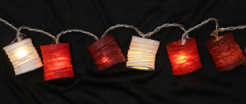 LED Lichterkette, kleine runde Lampions, Laternen - rot/wei - 6x6x5 cm  5 cm