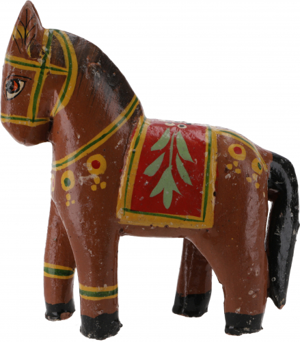 Decorative horse, painted in antique look, wooden horse - brown - 10x12x4 cm 