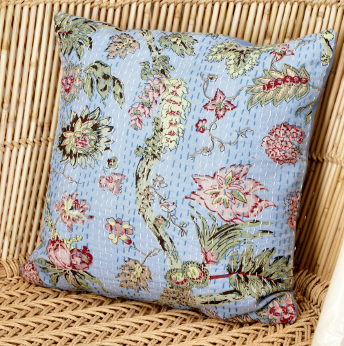 Cushion cover, cushion cover with ethno pattern `Paradise` - blue - 40x40x0,5 cm 
