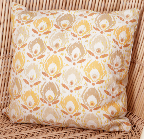 Cushion cover, cushion cover with ethnic pattern `Paradise` - beige/yellow - 40x40x0,5 cm 
