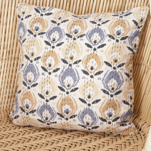 Cushion cover, cushion cover with ethnic pattern `Paradise` - beige/blue - 40x40x0,5 cm 