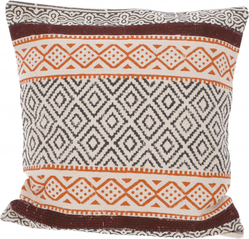 Woven Kilim Pillow Cover Block Print, Decorative Pillow Cover, Boho Pillow Traditional Making - Pattern 13 - 50x50x0,5 cm 