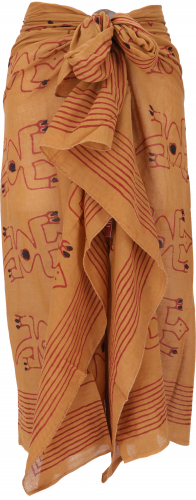 Leichter Pareo, Sarong, handbedrucktes Baumwolltuch - Farb Kombination 35 - 190x120 cm