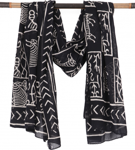 Lightweight pareo, sarong, hand-printed cotton scarf - color combination 18 - 170x110 cm