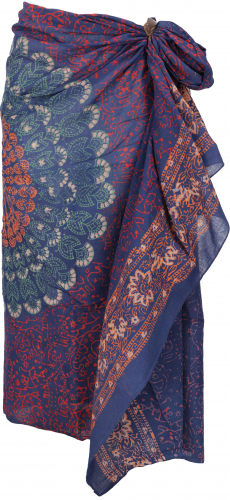 Light mandala pareo, sarong, hand printed cotton cloth, wall hanging - model 16 - 160x100 cm