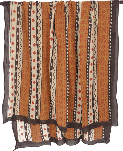 Leichter Pareo, Sarong, handbedrucktes Baumwolltuch - Farb Kombination 26 - 190x120 cm