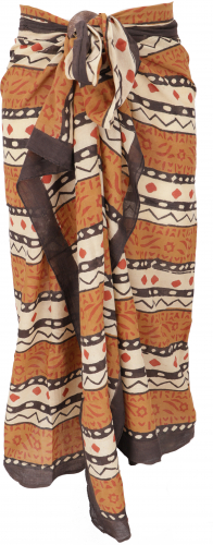 Leichter Pareo, Sarong, handbedrucktes Baumwolltuch - Farb Kombination 26 - 190x120 cm