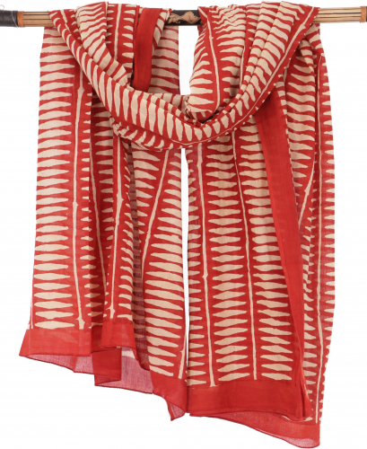 Leichter Pareo, Sarong, handbedrucktes Baumwolltuch - rot Kombination 13 - 160x100 cm