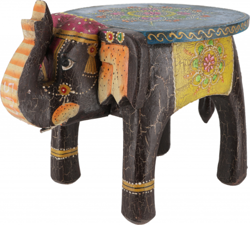 Decorative object, elephant-shaped flower bench - black - 21x29x19 cm 