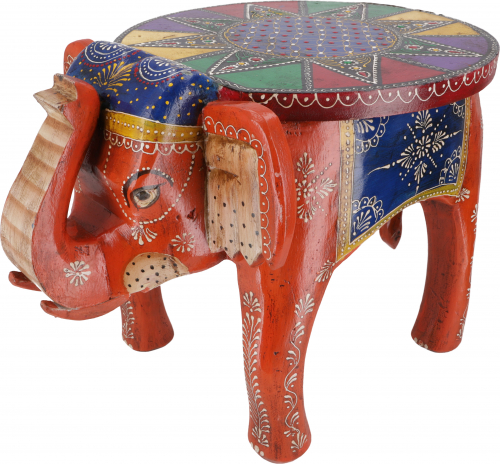 Vintage stool, elephant-shaped flower bench - orange - 37x57x36 cm 