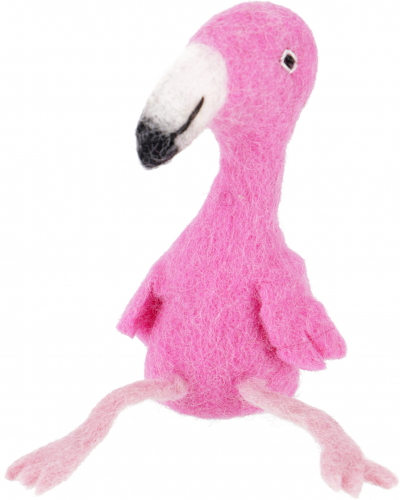 Handmade felt finger puppet - flamingo - 11x4x3 cm 