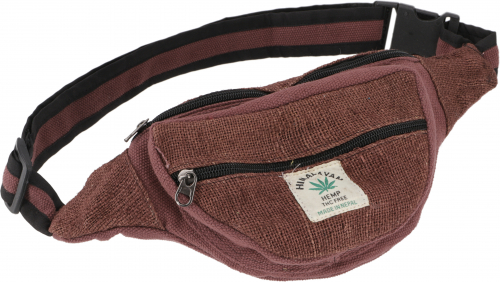 Practical hemp belt bag, ethno fanny pack, side bag - brown - 15x20x8 cm 
