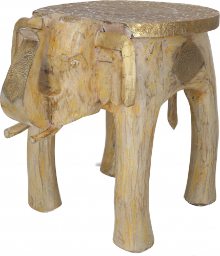 Small elephant side table - antique white - 45x50x37 cm 
