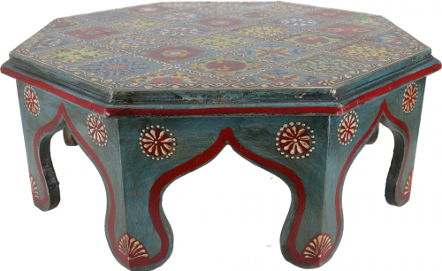 Painted small table with tile mosaic - blue  41 cm