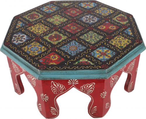 Bemalter kleiner Tisch mit Fliesenmosaik - rot  36 cm
