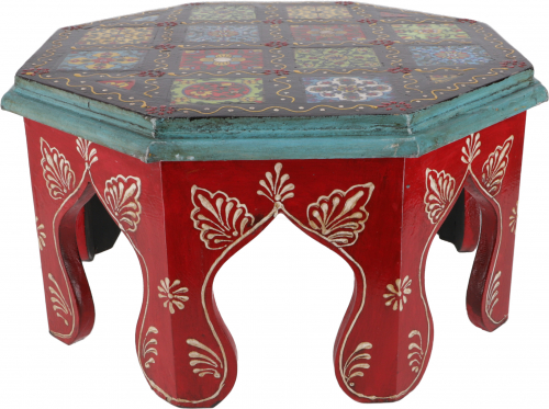 Bemalter kleiner Tisch mit Fliesenmosaik - rot  30 cm