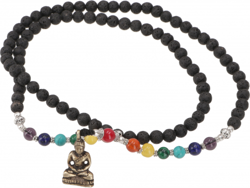 Tibetan Chakra Prayer Necklace, Mala Buddha/Lava - Model 12 - 80 cm