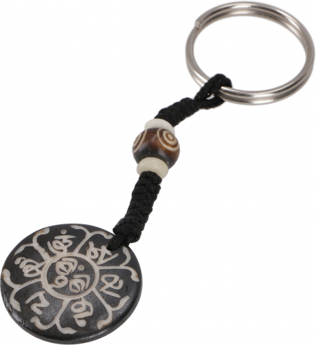Ethno Tibet key ring, engraved bag charm - Mantra - 10 cm 3 cm