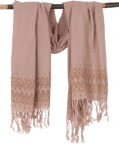 Hand-woven cotton scarf with tribal pattern, woven scarf - caramel - 150x100 cm