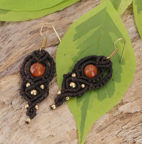 Dainty macram earrings, festival jewelry - model 3 - 5x2 cm