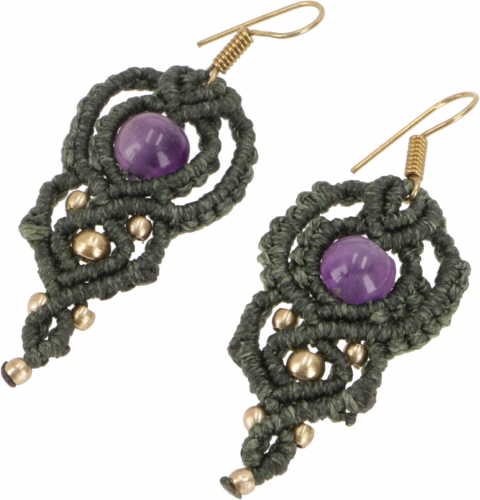 Dainty macram earrings, festival jewelry - model 2 - 5x2 cm