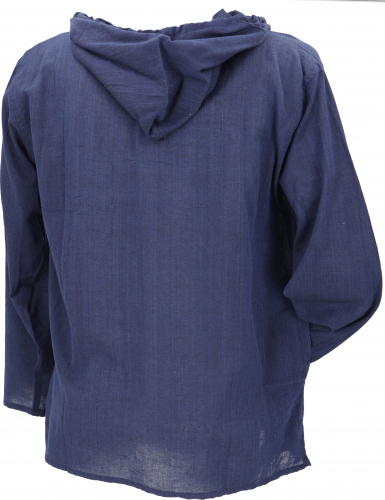 Nepal Hemd, Goa Hippie Sweatshirt, Yogashirt, Schlupfhemd mit Kapuze - blau