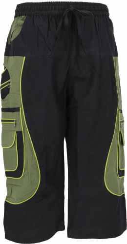3/4 Yoga pants, Goa pants, Goa shorts, men`s shorts - black/green