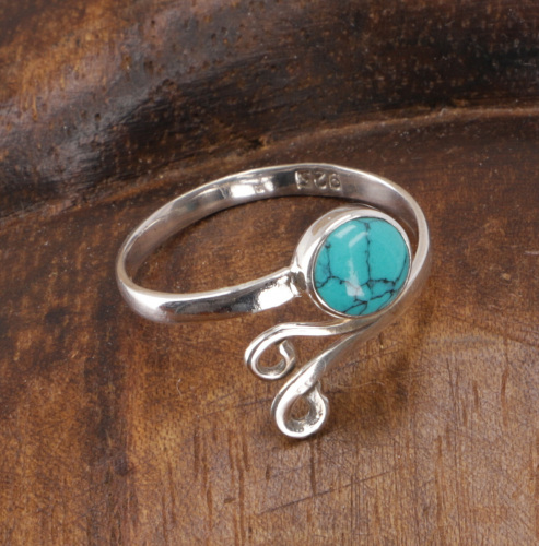 Filigree silver ring with gemstone, Indian silver ring - turquoise