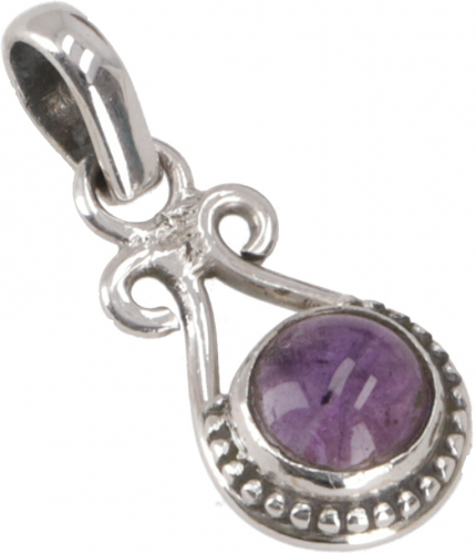 Dainty boho silver pendant, Indian chain pendant made of silver - amethyst - 2x1 cm