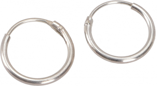 Silver hoop earrings, plain hoop earrings in silver 1 cm - Model 3