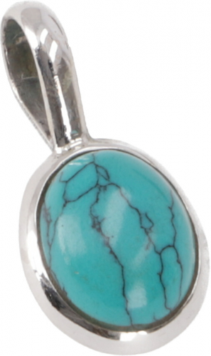 Boho silver pendant, Indian boho pendant - turquoise - 1,5x1,3 cm