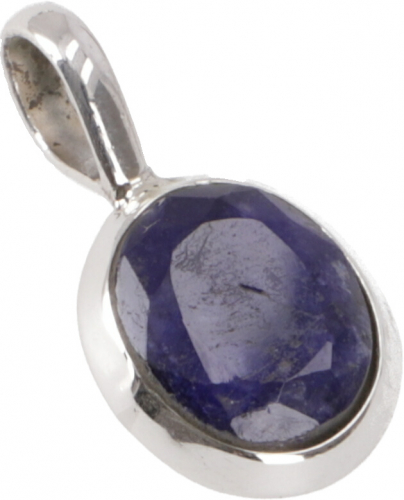 Boho silver pendant, Indian boho pendant - sapphire - 1,5x1,3 cm
