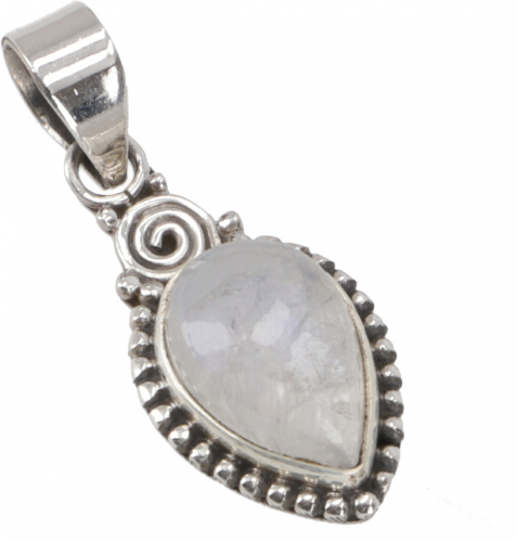 Silver pendant, small heart-shaped boho pendant - moonstone - 2,5x1,3x0,5 cm 