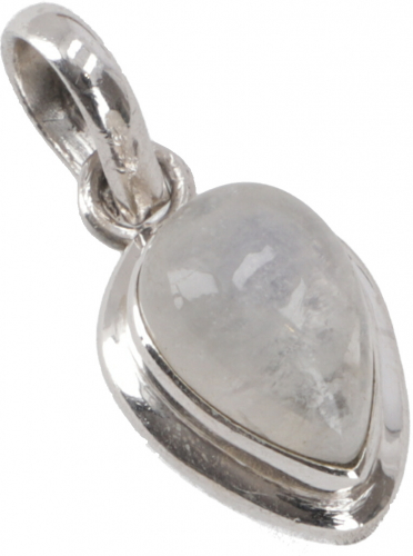 Silberanhnger, kleiner herzfrmiger Boho Kettenanhnger - Mondstein - 2,0x1,3x0,5 cm 