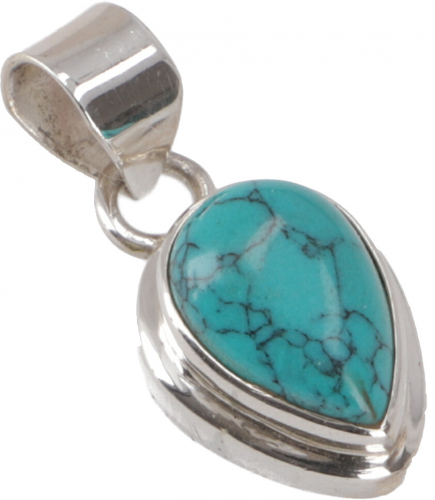 Silver pendant, small heart-shaped boho pendant - turquoise - 2,0x1,3x0,5 cm 