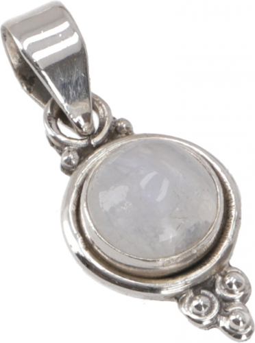 Silberanhnger, kleiner runder Boho Kettenanhnger - Mondstein - 1,8x1,3x0,5 cm  1,3 cm