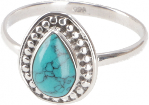 Boho silver ring, filigree gemstone ring - turquoise - 1,3x1 cm