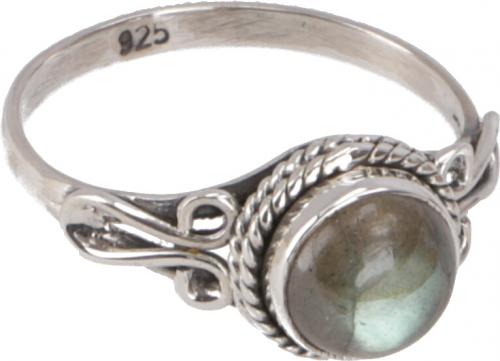 Boho silver ring, filigree, Indian gemstone ring - labradorite - 1,5 cm