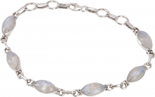 Indian boho silver bracelet - moonstone - 20x1 cm