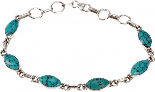 Indian boho silver bracelet - turquoise - 20x1 cm