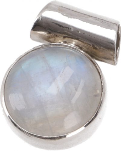 Leuchtender Boho Mondsteinanhnger in Silberfassung - 2 cm 1,5 cm