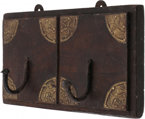 Double coat hook, wooden coat hook in colonial style - Design 1 - 11x20x5 cm 
