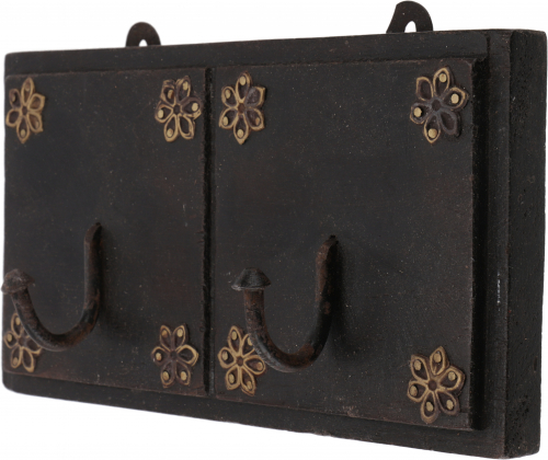 Double coat hook, wooden coat hooks in colonial style - design 3 - 11x20x5 cm 