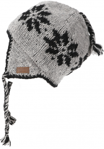 Wollm�tze mit Ohrenklappen, Norwegerm�tze - grau