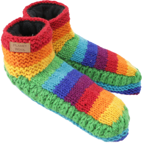 Wollhausschuhe 39/41, handgestrickte Hippie H�ttenschuhe - Modell 13