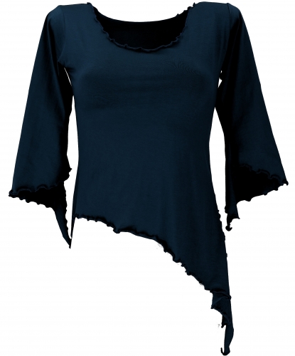 Psytrance Elfen Shirt Goa chic mit ausgestellten rmeln - schwarz