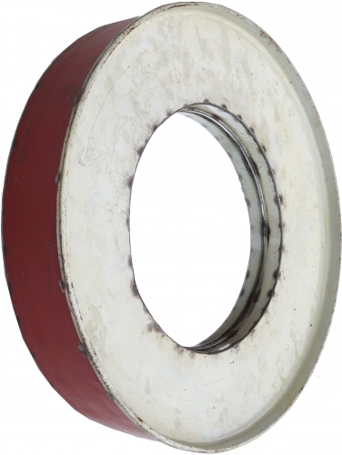 Metal mirror recycled barrel lid, vintage decorative mirror - color 1 - 60x60x9 cm  60 cm