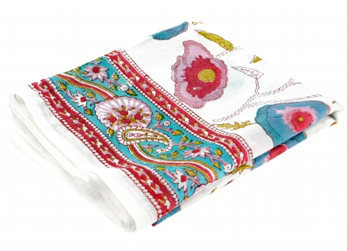 Leichter Pareo, Sarong, handbedrucktes Baumwolltuch - Farb Kombination 20 - 190x120 cm