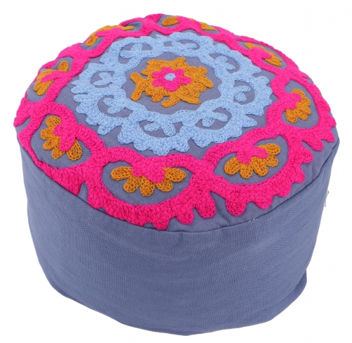 Embroidered meditation cushion with spelt filling, yoga cushion, seat cushion, floor cushion, decorative cushion - light blue - 15x29x29 cm  29 cm